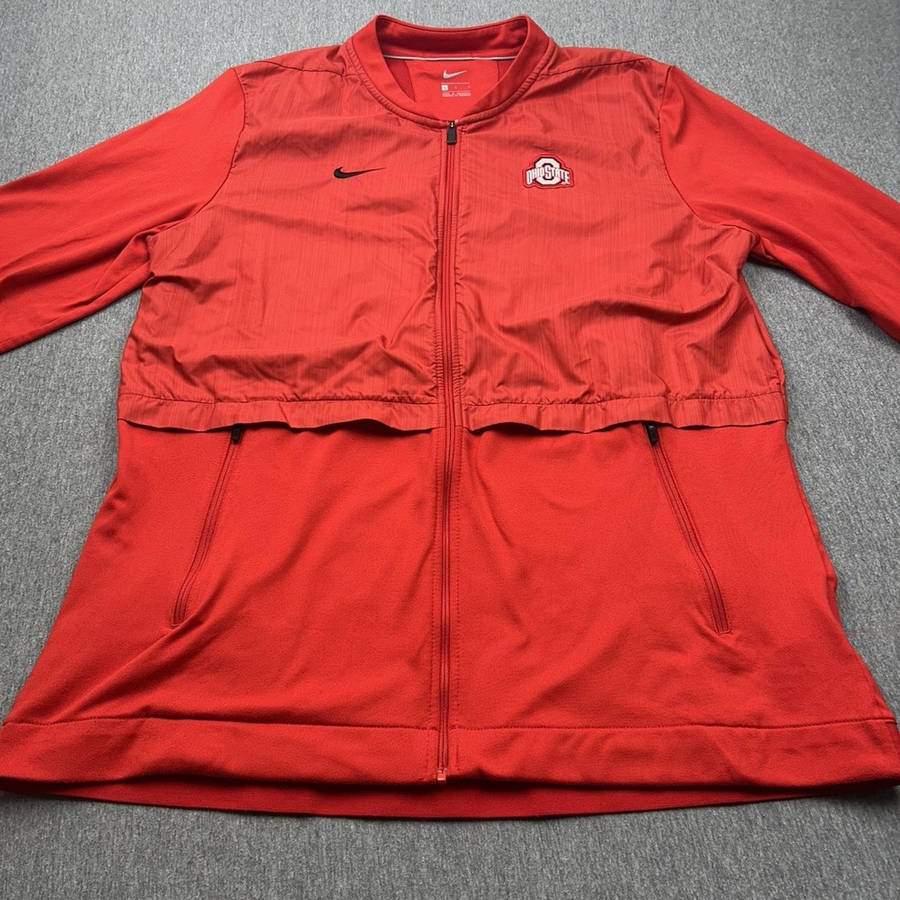 NIKE Ohio State Buckeyes Full Zip Jacket Mens Large‎ Red Windbreaker Block O - Picture 3 of 16